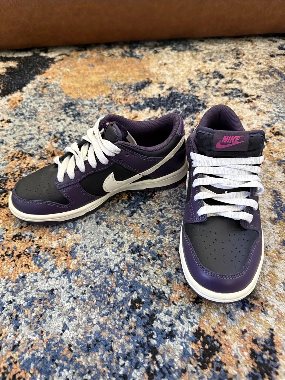 Nike Dunk Purple, Black and White Low-Top Sneakers